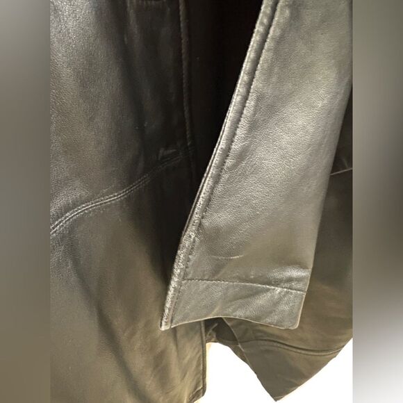 B Bernardo Connection Black long Leather Jacket removable liner Sz medium - Picture 3 of 13